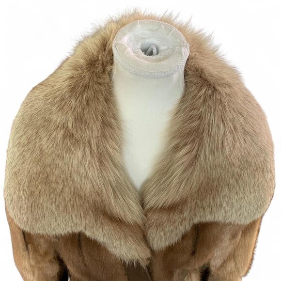 Vintage Brown Fox Fur Belted Jacket with Luxe Oversized Collar - Picture 4 of 8